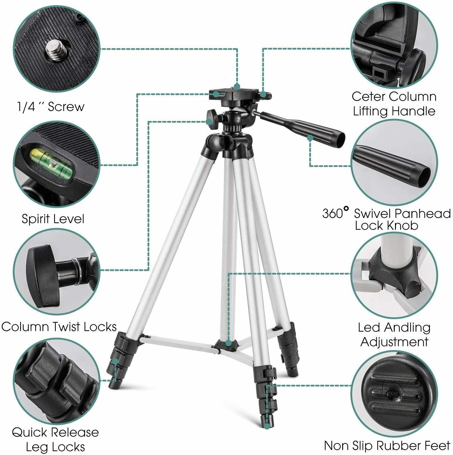 Tripod Stand for Mobile Phones and Cameras with Mobile Holder